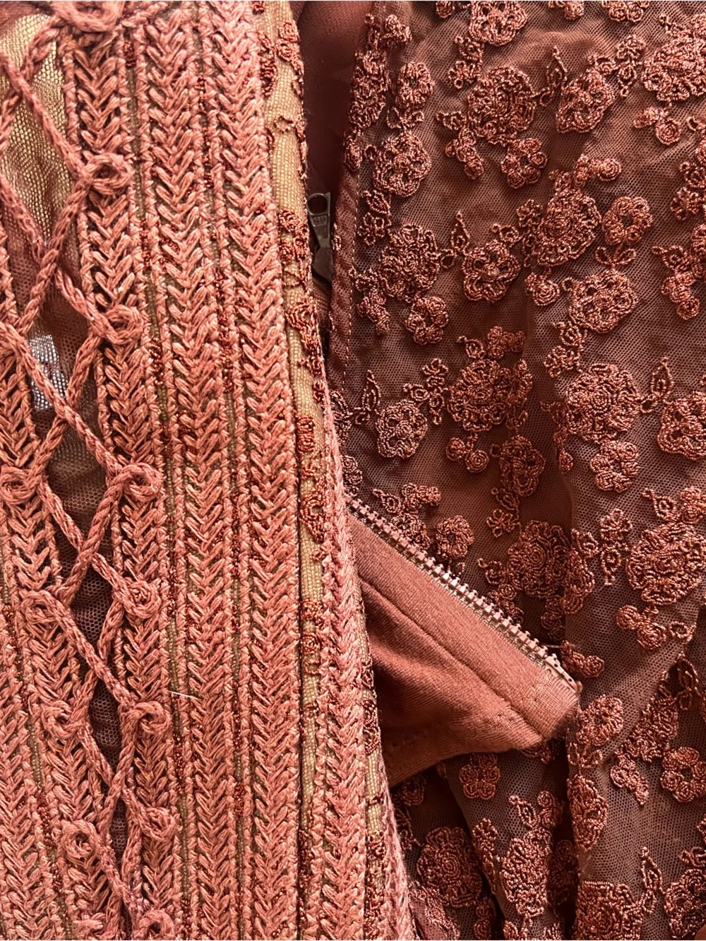 Ritmo di Perla Italy 2PC Set Brown Lace Corset Mini Skirt Size 42 Vintage - Picture 8 of 12